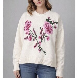 Ted Baker London Floral Jacquard Cozy Wool Alpaca Sweater Cream/Ivory Large $175